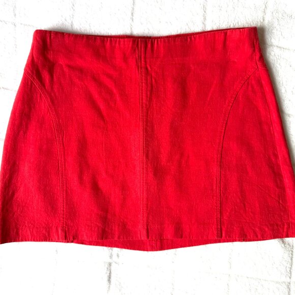 Zara Red Linen Mini Skirt - Picture 1 of 3